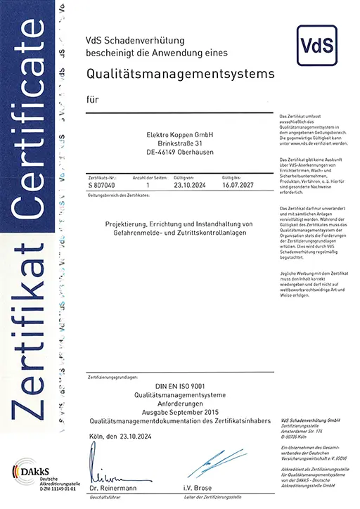 Zertifikat VdS